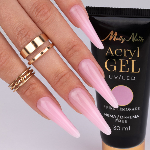 11+1gratis Akrylożel Polygel żel budujący do przedłużania AcrylGel Molly Nails HEMA/Di-HEMA Free Pink Lemonade 30 ml