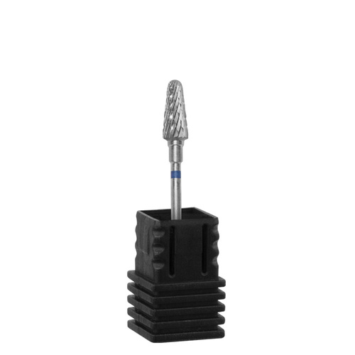Fresa in carburo con punta conica smussata, blu, Staleks Expert 6/14 mm
