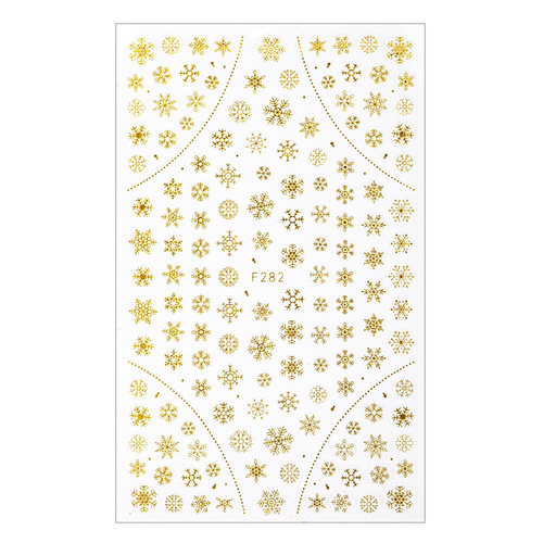 Adhesivos finos para uñas con motivos navideños de Molly Nails F282 dorados