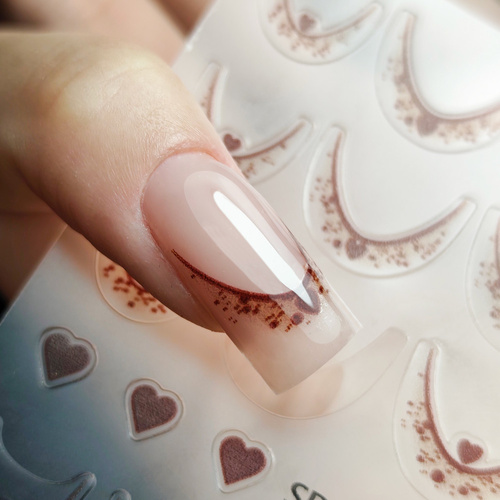 Self-adhesive nail stickers 5D/French/French smile line 20 pcs brown SD-2288
