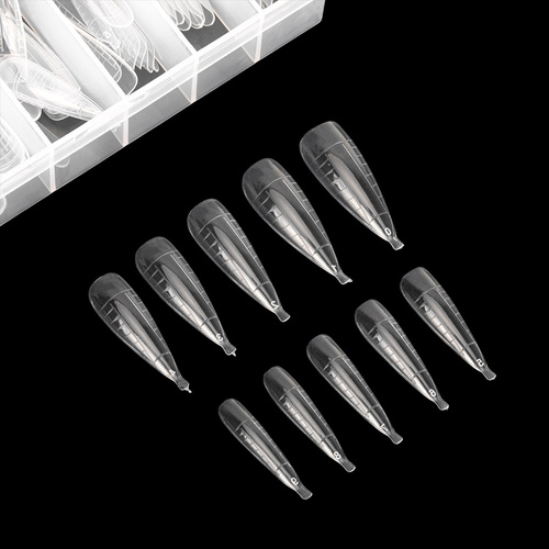 Moldes superiores duales para la construcción de uñas con marca de referencia Molly Nails, forma almendrada clásica, 120 unidades