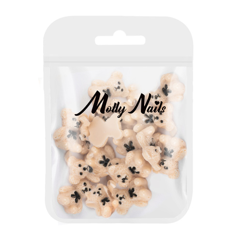 Ozdoby do paznokci misie 3D Molly Nails brązowe 20 szt