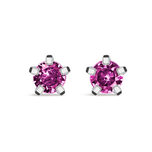 Orecchini Studex Plus con zirconi rosa e ganci argentati (r)