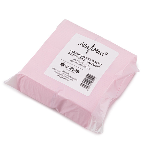 Cotons perforés sans poussière pour les ongles AlleMed, roses, 5 x 5 cm, 250 pièces