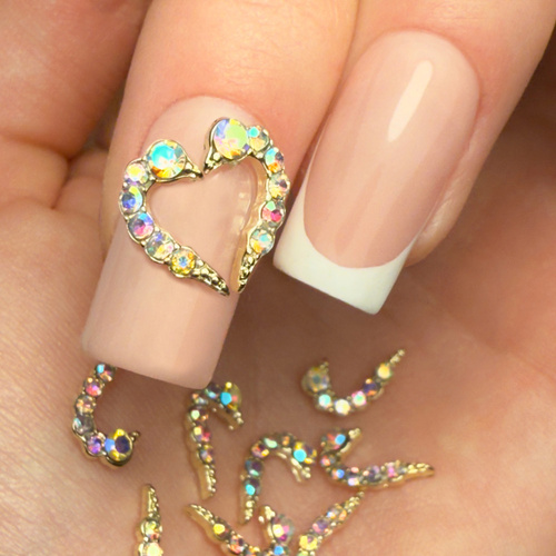 Прикраси для нігтів «Серце» 3D Molly Nails 3D A/B diamond, 10 шт.