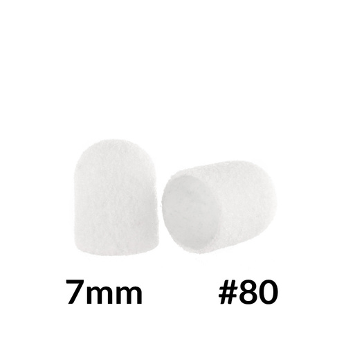 Cappucci per pedicure 7 mm, grana 80, 10 pezzi, Fabric Podo AlleMed, bianco