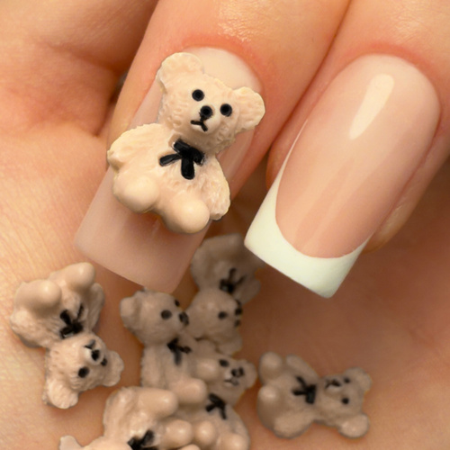 Décorations pour ongles « oursons » 3D Molly Nails, marron, 20 pièces