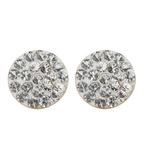 Boucles d'oreilles Studex System 75 : disque blanc brillant, monture dorée, n° 7523-3704