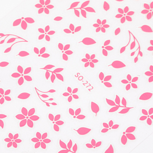 Adhesivos para uñas finos y autoadhesivos con motivos florales SO-272, rosa claro