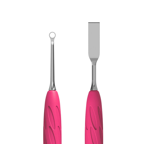 Kopytko do manicure Gummy z silikonową rękojeścią Staleks Uniq 11 TYPE 1 popychacz płaski prosty i pierścień