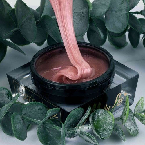 Gel de renforcement pour ongles sans HEMA/Di-HEMA, à l'huile d'arbre à thé MollyLac HerbaLine Shiny Flakes by Gosia Kruś 50 g