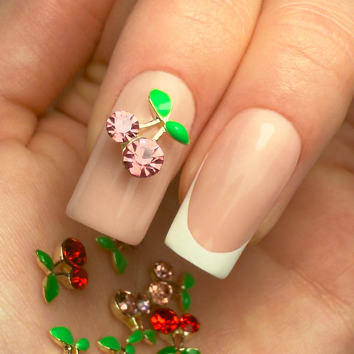 Estuche con adornos de cerezas con circonitas de Molly Nails, 36 unidades