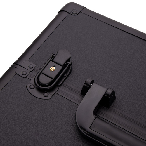 Trousse de toilette XXXL 4-en-1, valise de toilette à roulettes pivotantes à 360° - Noir uni avec finitions noires