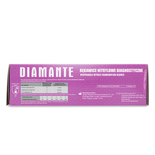 Diamante Disposable Nitrile Diagnostic and Protective Gloves, Size S, Pink, 100 pieces
