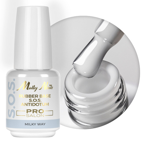 Base de caucho para uñas flexibles, manicura y pedicura, para decoraciones S.O.S. Antidotum Pro Salon Molly Nails Milky Way 15 g