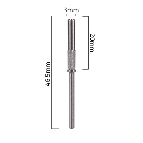 Tige de support en acier pour capuchons abrasifs de 46,5 mm, argentée, avec dentelures