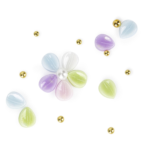 Adornos para uñas: flores acrílicas + bolitas Molly Nails, surtido de colores, 150 unidades, n.º 2