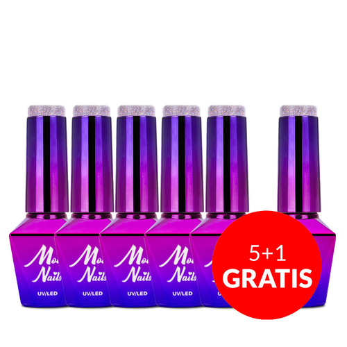 5+1 gratis: Molly Nails Hybridlack „Wedding Dream & Champagne Party Fusion“, 8 g, Nr. 386