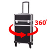 Trousse de maquillage XXXL 4 en 1, valise de maquillage à roulettes pivotantes à 360° - Noir uni avec finitions argentées