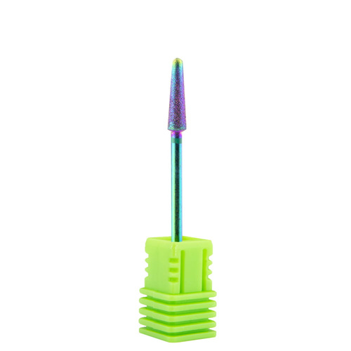 Fraise diamantée Unicorn arc-en-ciel cône arrondi vert n° 7
