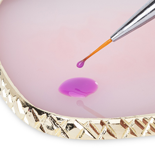 Pink stone palette tray for mixing nail polish and photos
