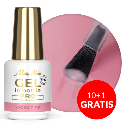 10+1 gratis Gel modellante in flacone con pennellino Gel in Bottle Molly Nails Pro Salon Faded Pink senza HEMA/Di-HEMA 15 g