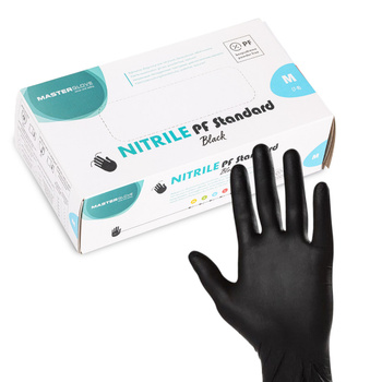Rękawiczki nitrylowe bezpudrowe Master Glove PF Standard Rozmiar M czarne 100 szt