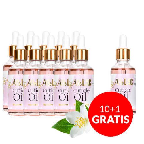 10+1 gratis: Olio per cuticole con contagocce AlleLac al profumo Bloom Kiss, 50 ml