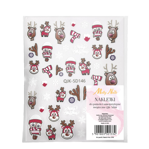 Naklejki do paznokci samoprzylepne świąteczne Molly Nails QJK- 5D146