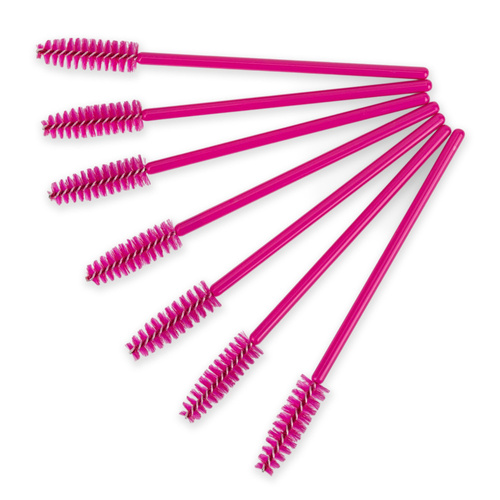 Nylon-Wimpernbürste, rosa – rosa Stäbchen, 50 Stück