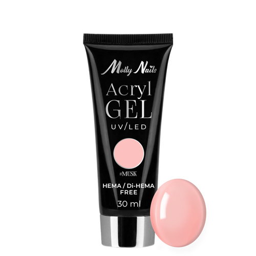Gel acrílico Polygel para la extensión de uñas AcrylGel Molly Nails sin HEMA/Di-HEMA, aroma a almizcle, 30 ml
