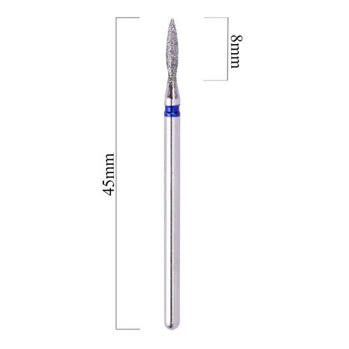 Fresa de diamante para cutículas, tipo lágrima, estrecha, tamaño mediano