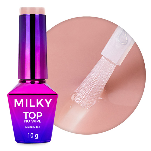 Top Milky MollyNails, finitura lattiginosa, no wipe, senza risciacquo, Milky Nude, senza HEMA/Di-HEMA, 10 g