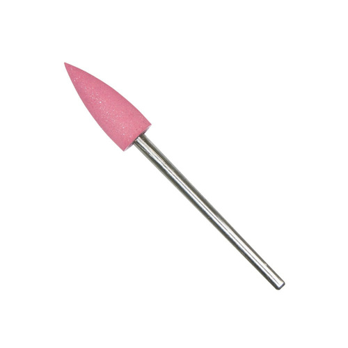 Gummifräser, rosa, geflammt, mit silbernem Schaft, G0616K