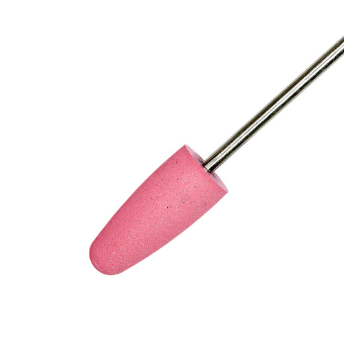 Fresado de goma rosa, ovalado, con vástago plateado
