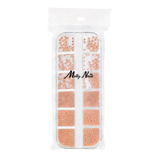 Kasetka z ozdobami bulion Molly Nails różowe złoto rose gold 1000 sztuk