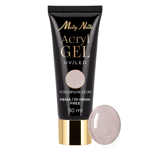 Akrylożel Polygel żel budujący do przedłużania AcrylGel Molly Nails HEMA/Di-HEMA Free Champagne Glow 30 ml