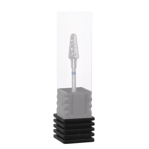 Fresa in carburo con punta conica smussata, blu, Staleks Expert 6/14 mm
