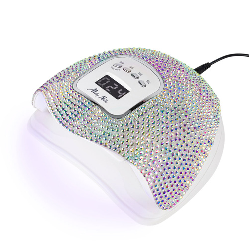 Lampe à ongles LED/UV 150 W Molly Nails pour vernis hybrides, gels et acrylogels, avec strass crystal silver holo X5 MAX
