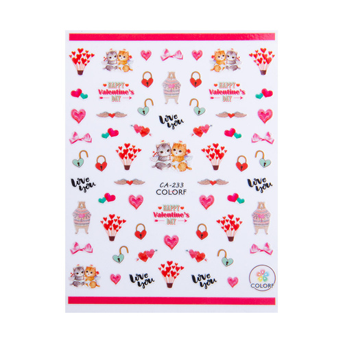Thin, Self-Adhesive Valentine's Day Nail Stickers CA-233