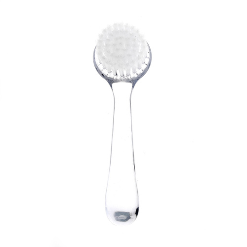 Cepillo redondo para manicura y polvo con mango transparente