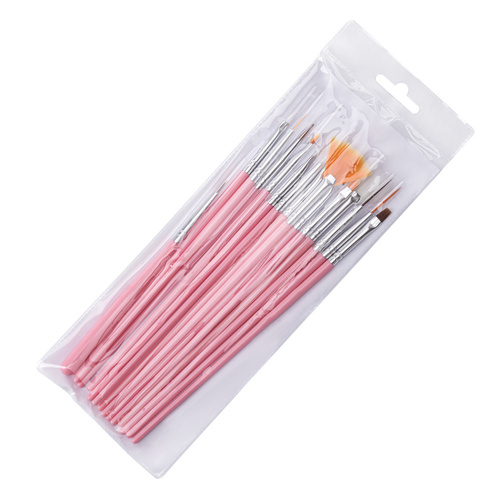 Lot de 15 pinceaux pour décorations en gel, couleur rose