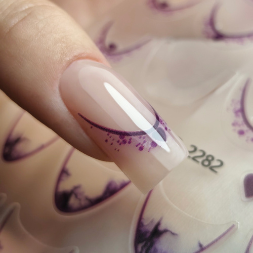 Adhesivos para uñas 5D / French / Línea de sonrisa francesa, 20 unidades, color morado, SD-2282
