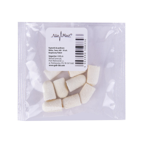 Pedicure-Kappen 7 mm, Körnung 60, 10 Stück, Fabric Podo AlleMed, Weiß