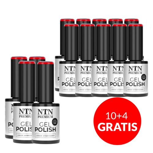 10 + 4 gratuits - Vernis hybride LED/UV Gel Polish Reds n° 553 Édition limitée NTN Premium sans HEMA/Di-HEMA, 5 g