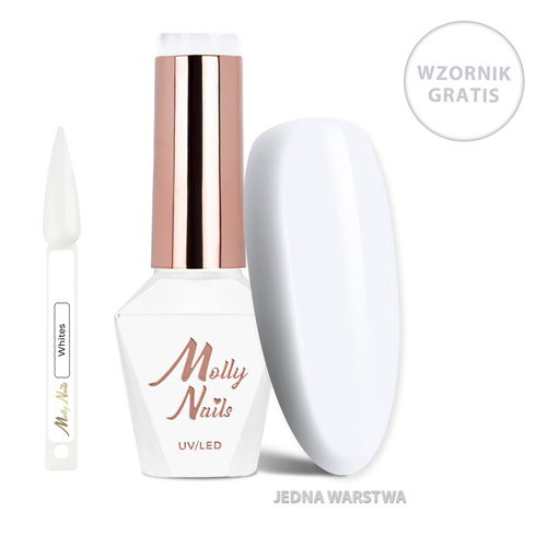 Lakier hybrydowy LED/UV Gel Polish Business Class Nr 310 Pure Silk MollyNails HEMA/Di-HEMA Free 8g+ Wzornik Whites GRATIS