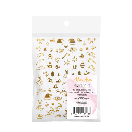 Тонкі самоклейні святкові наклейки на нігті Molly Nails CB-149, золоті