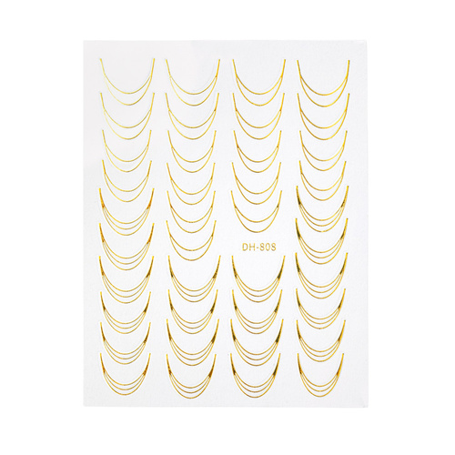 Naklejki samoprzylepne na paznokcie/ French/ Francuska linia uśmiechu MollyNails DH-808 gold 39 szt