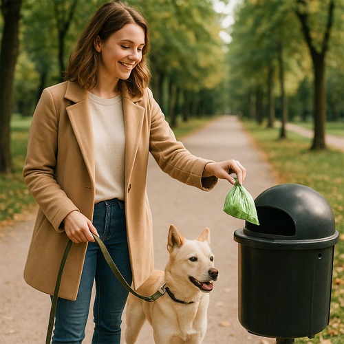 Green dog waste bags, 10x15 pieces