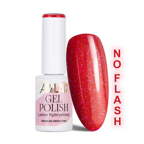 10 + 1 gratis. Esmalte híbrido LED/UV Gel Polish Reds Flash Glitter Raspberry Allelac sin HEMA/Di-HEMA, 6 g
